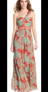 BCBG Turquoise Inga Silk Chiffon Gown Nectar Print